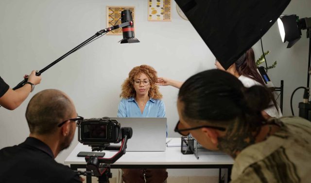 Model getting ready for video