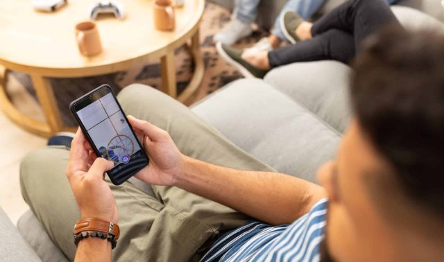 Man using smart phone