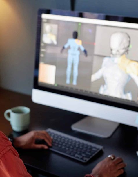 Man working on 3D computer animation